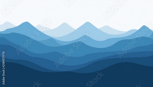 Abstract Layered Blue Mountain Shapes Design Element