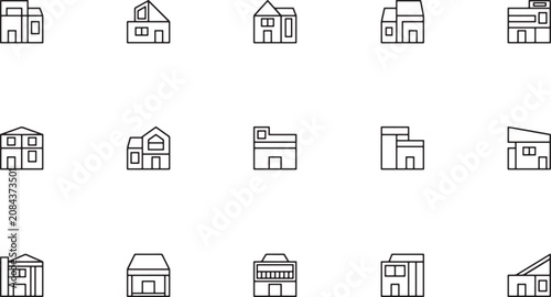 Fotografie Residential architecture and real estate property outline vector icon collection