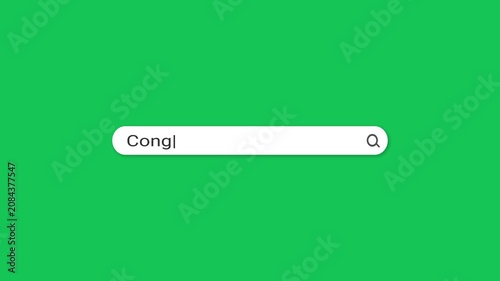 Green screen search bar typing animation with Congo travel query. Flat minimal chroma key design. Perfect for travel, news, social media and marketing content.