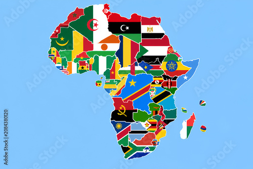 Africa Political Map with National Flags – Original Flat Vector Illustration