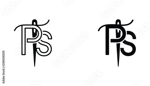 Photos PS needle vector icon isolated on white Black and white outline line art and sol