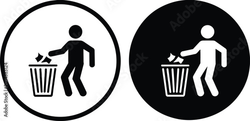 Cuadro en lienzo Trash can garbage disposal icon vector illustration.