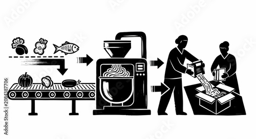 Fish Processing Factory Production Line Workers