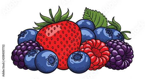 Fresh Berries Fruit Mix Closeup