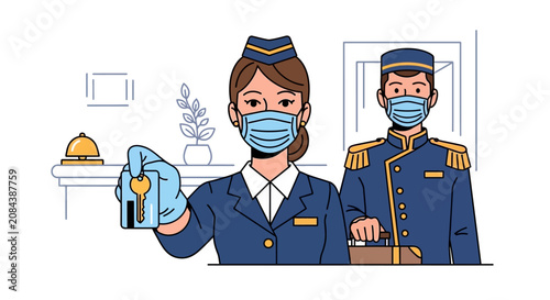 Female Flight Attendant Wearing Mask