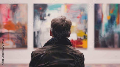 Person viewing art gallery