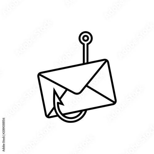 Cuadro en lienzo Cyber security icon representing email phishing attack and digital fraud protect