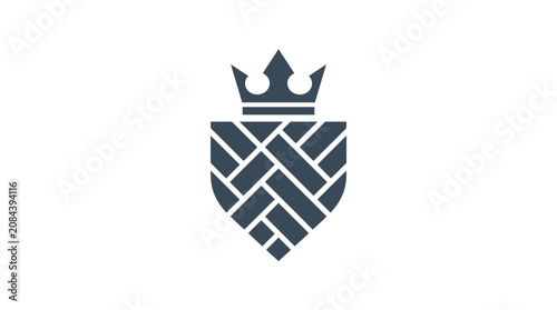 Foto Crown on a shield emblem icon.