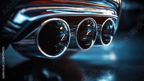 Car exhaust pipes closeup