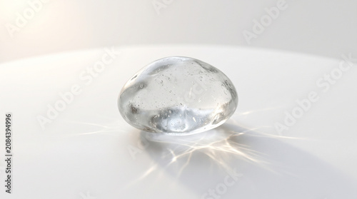 Clear quartz crystal gemstone on white