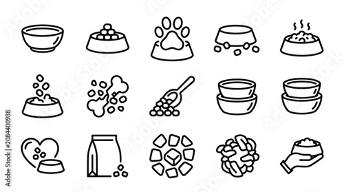 Photography Collection of Pet Food Icons and Symbols.