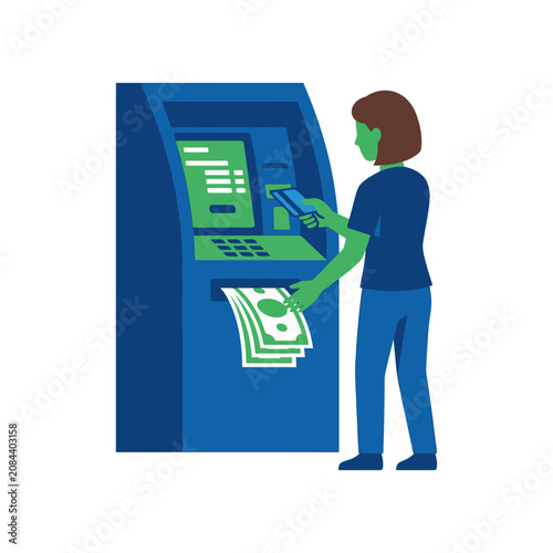 Tableau sur toile A person withdraws cash from an automated teller machine