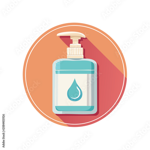 Flat icon of hand sanitizer bottle with pump dispenser