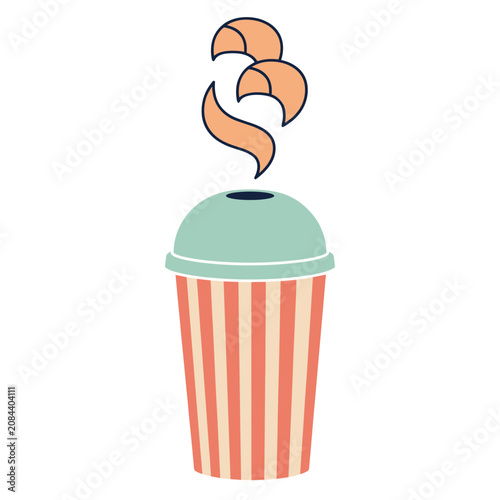 Flat illustration of ice cream cup with soft serve swirl