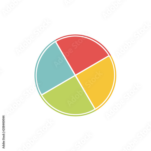 Flat pie chart with four colored segments
