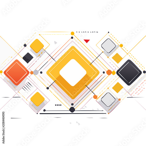 Geometric abstract pattern with squares and lines