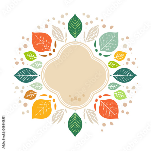 Autumn Leaves Circular Frame Vector Illustration