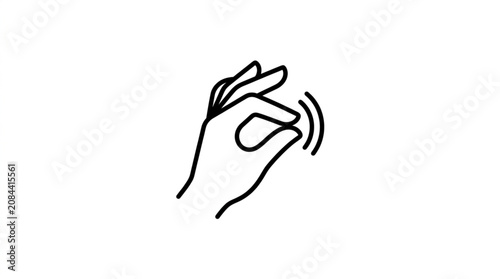 Hand Pinching Fingers Gesture Line Art Icon.
