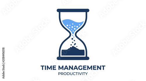 Time management and productivity concept with hourglass.