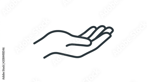 Photos Open hand gesture line art icon symbolizing giving or receiving.
