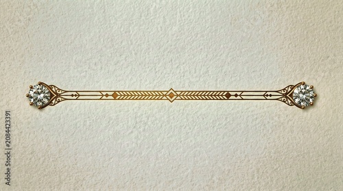 Elegant Gold Toned Bar Brooch With Clear Gemstones and Geometric Engravings