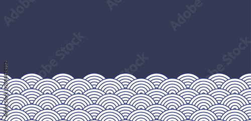 Quadro su tela Seamless background pattern with traditional Japanese wave motif in blue and white