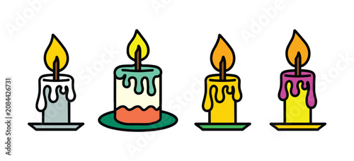 Canvas Print Colorful Dripping Candles Collection