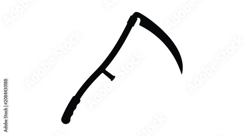 Schilderij op canvas scythe silhouette on white background tool farming agriculture harvest death sym