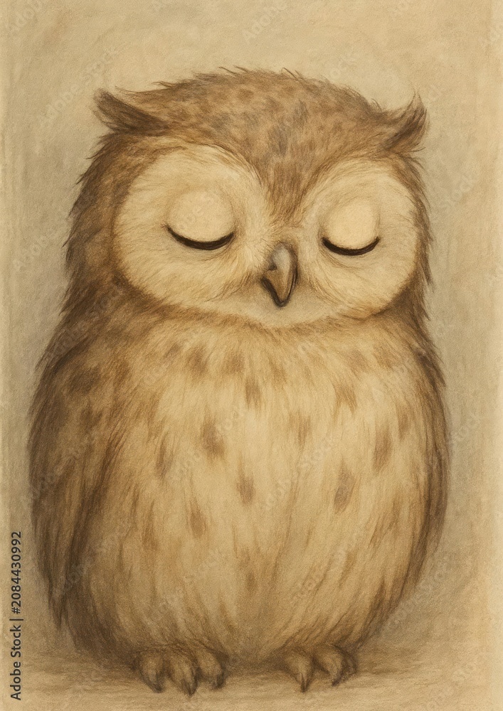Fototapeta premium Serene owl in slumber