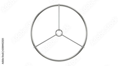 Minimalist abstract geometric design with three intersecting arcs forming a symmetrical pattern.