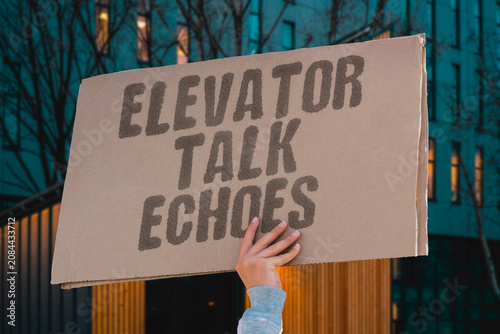 Bild auf Leinwand "Elevator talk echoes" Conversations linger after doors close