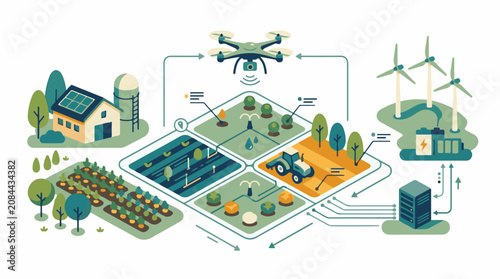 Modern farm integrates drone solar wind and data for efficiency