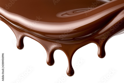 Fotografía Isolated sweet molten chocolate splash with perfect shiny drops for culinary des