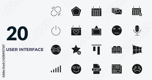Tableau sur toile filled user interface icons set - unlink, gradient, timetable, newspaper folded