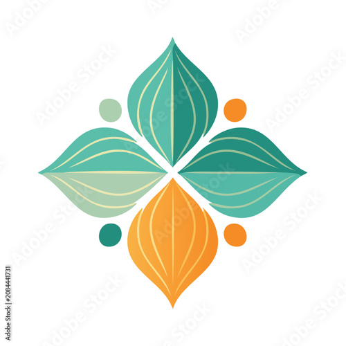 Symmetrical Stylized Leaves Vector Illustration