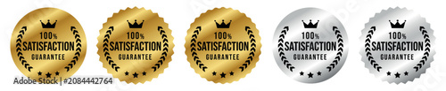 Foto 100 Percent Satisfaction Guarantee Badge Collection Gold Silver Premium Vector L