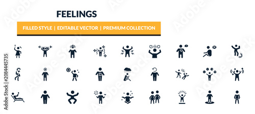 Fotografía filled feelings icons set - pretty human, pumped human, horrible human, alive ed