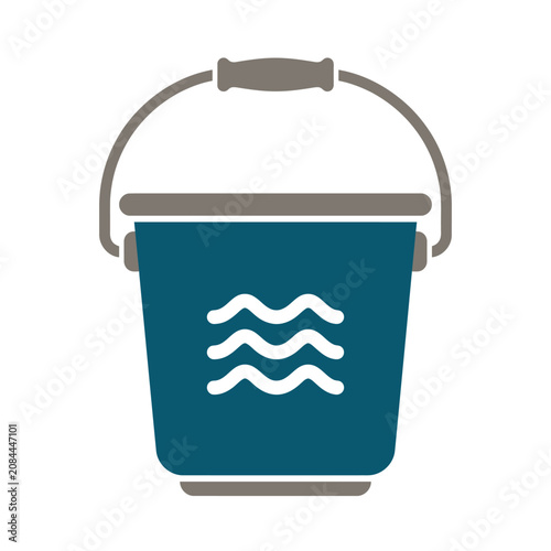 A blue water bucket icon is isolated on a white background