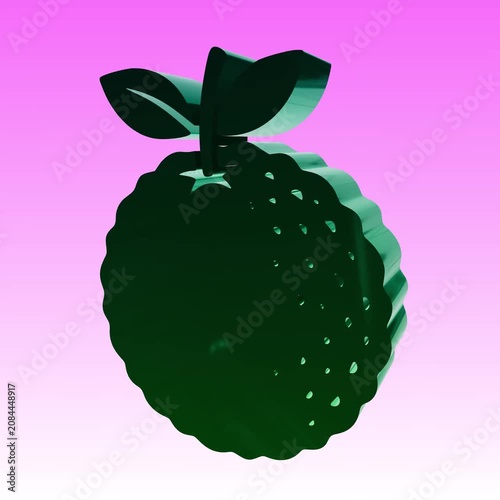 Dark green citrus fruit spinning in a smooth digital animation clip