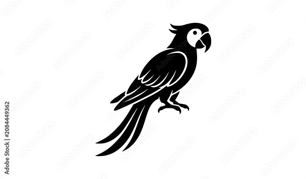 Fototapeta premium Tropical Parrot Silhouette Vector Illustration Minimal Bird Logo Icon