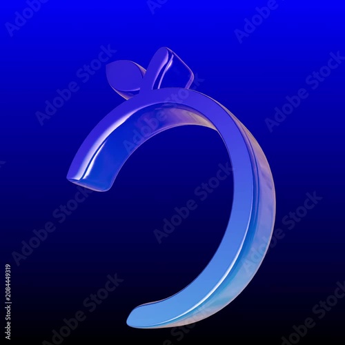 Abstract rotating blue glossy 3D geometric ring shape 
