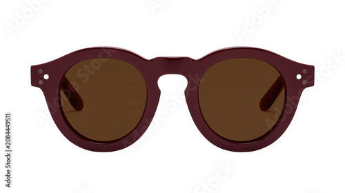 Εκτύπωση καμβά Round burgundy acetate sunglasses with brown lenses, isolated on transparent bac