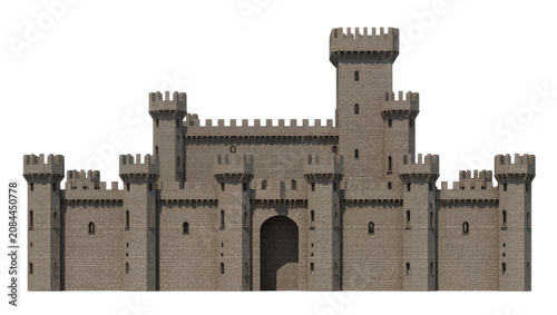 Φωτογραφία Isolated impressive medieval stone castle, a grand historical fortress with many towers and battlements