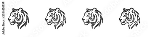 Sketch tiger logo design set