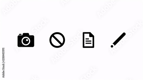 Prohibited Document Symbol Icon Set Isolated on White Background