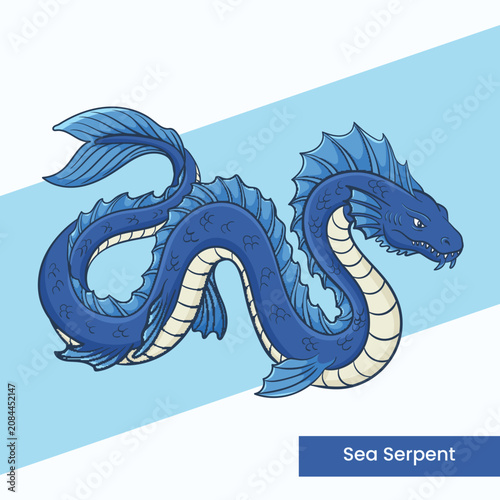 Sea Serpent Mythical Monster Vector - Legendary Dragon Creature Illustration - Fantasy Ocean Graphic