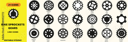 Fotografía Bike sprockets and mechanical gear vector icons