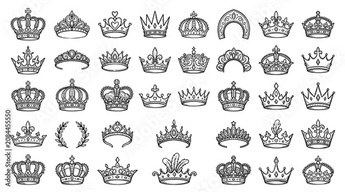 фотографія Hand-drawn Crown Collection: Royal Symbols of Power and Authority