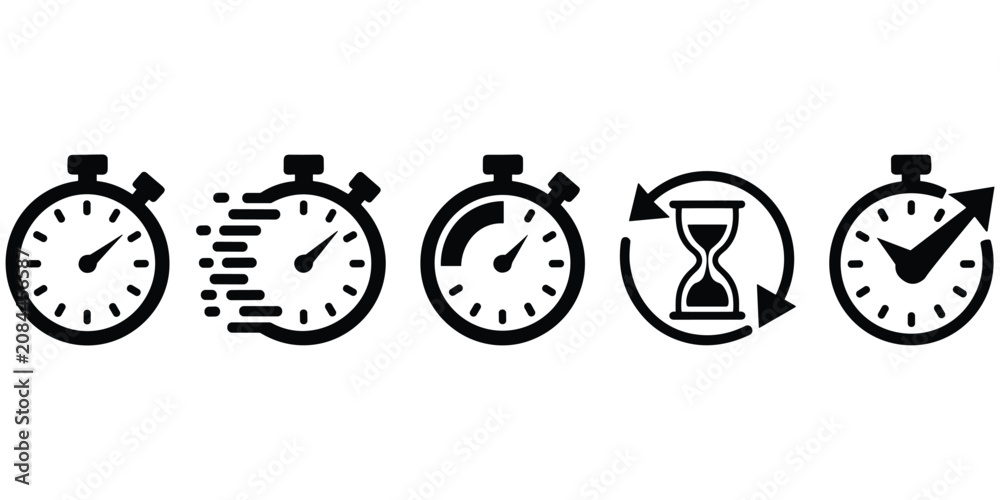 Fototapeta premium Stopwatch icons representing time, speed, and countdown