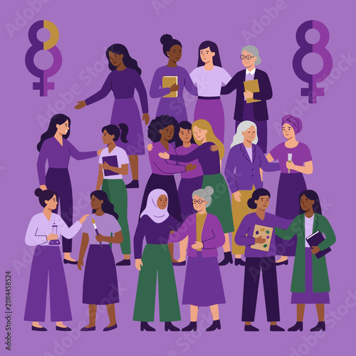 Diverse women stand together to celebrate International Women Day